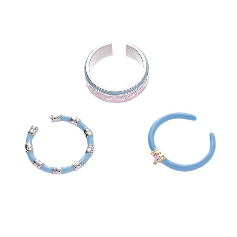 Color Block Heart Enamel Ring - DippedShop Wholesale - #8803