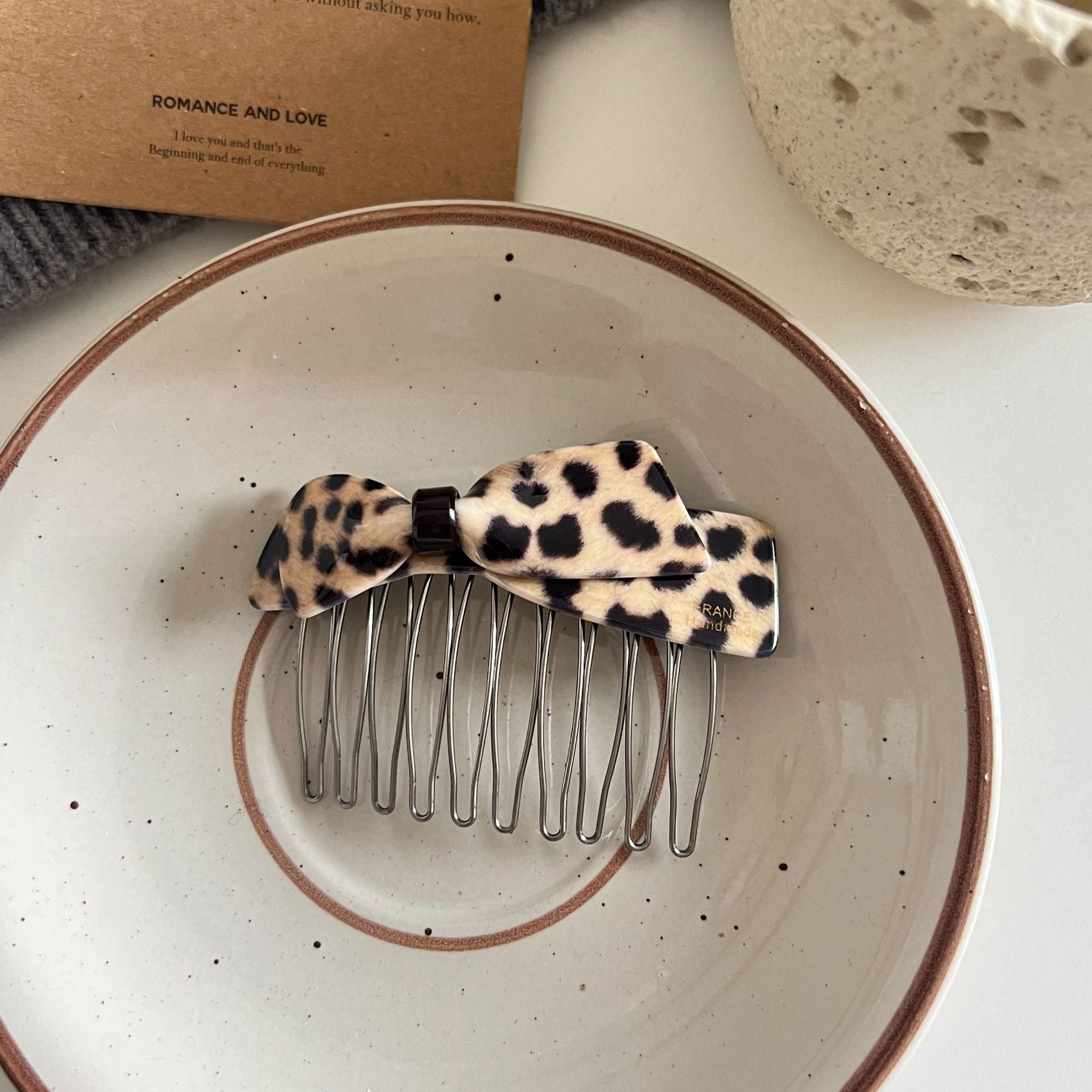 Acetate Bow Leopard Print Hair Comb Clip MK2MBEP6W6HPN09
