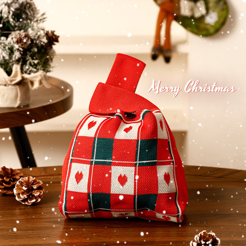 Cute Christmas Knitted Wrist Handbag Gift Bag 6W10BOB1350