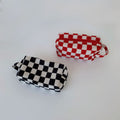 Color Block Plaid Pattern Velvet Makeup Bag MK2BW6S10BOB95