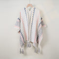 Boho Tassel Wavy Texture Knit Shawl Wrap 6W6NSC48