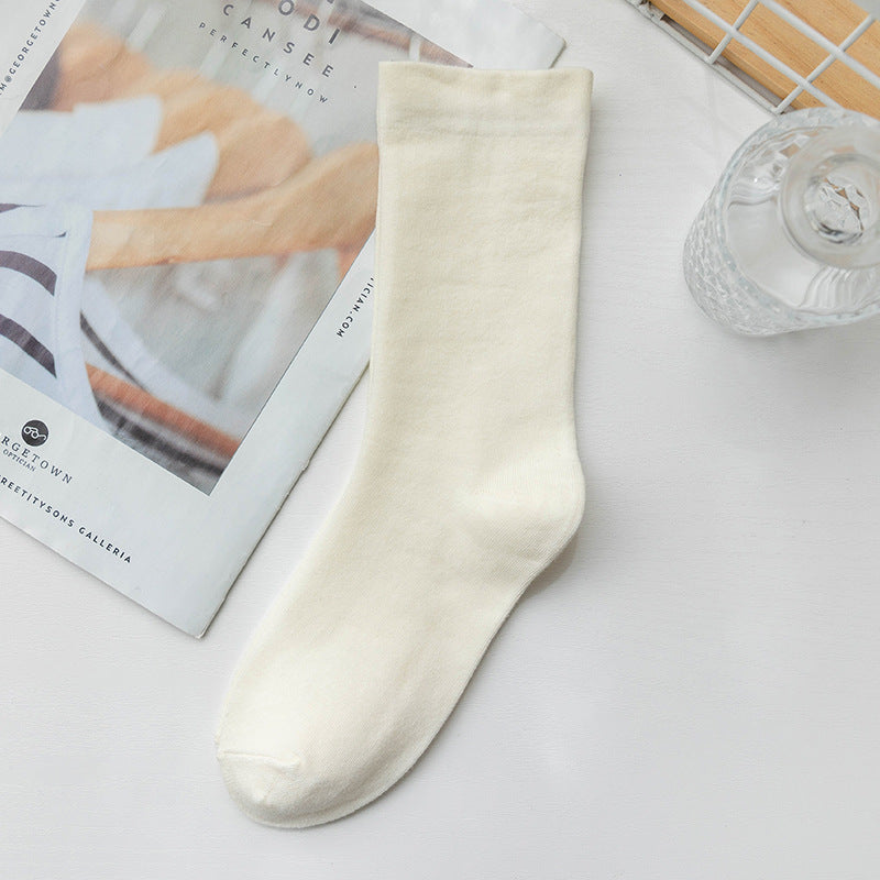 Solid Cotton Mid Calf Socks - DippedShop Wholesale - #7027