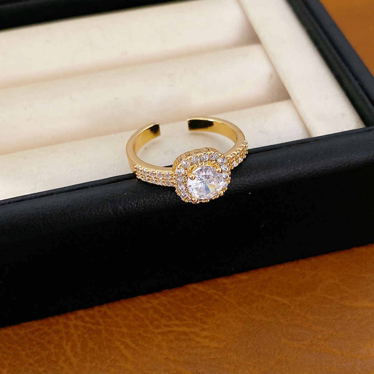 Trendy Square Cubiz Zirconia Engagement Open Ring 6W6JRG370