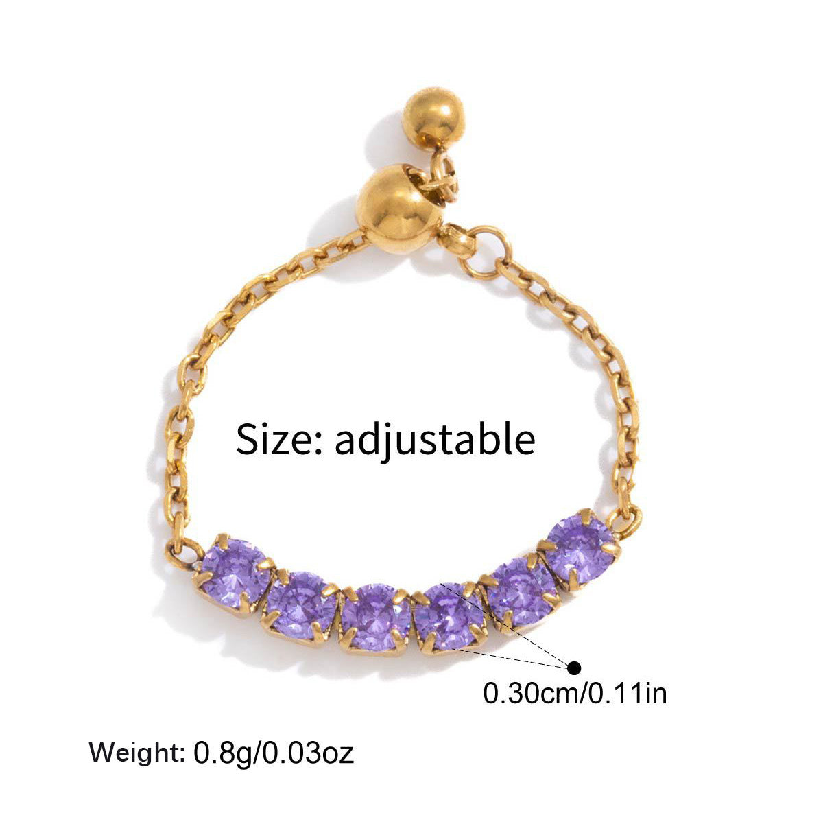 Adjustable Cubic Zirconia Ring - DippedShop Wholesale - #1043