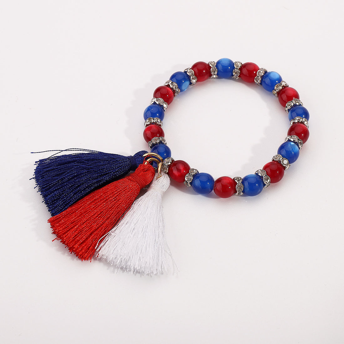Independence Day Handmade Beaded Tassel Bracelet DP25D530