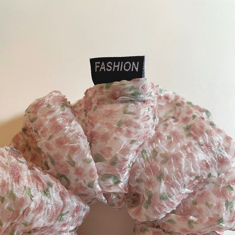 Pink Floral Scrunchie - DippedShop Wholesale - #9523