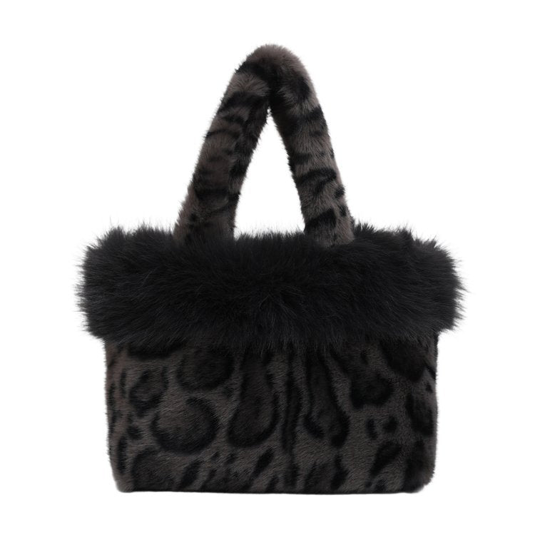 Leopard Print Faux Fur Tote Bag 6W10BBG1881