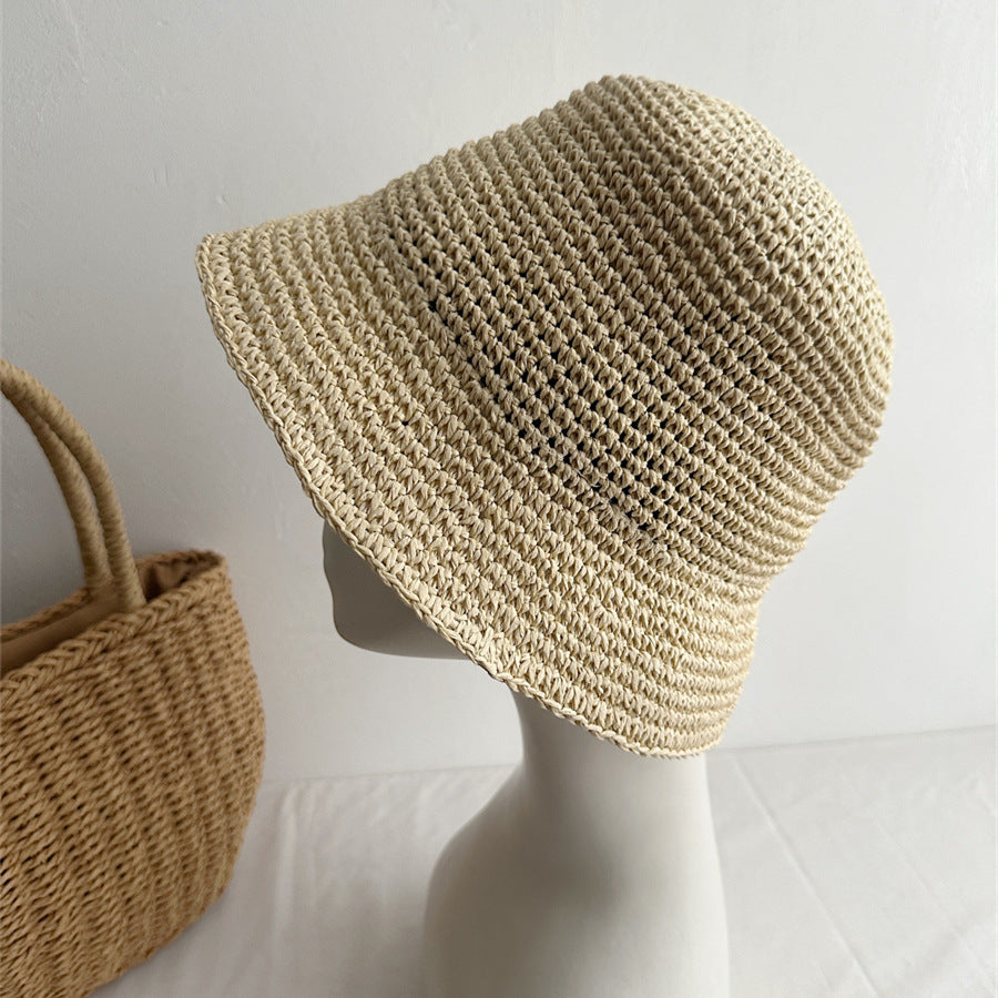 Minimalist Foldable Raffia Hat - DippedShop Wholesale - #7107