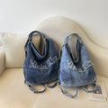 Vintage Snow Wash Denim Letter Hobo Bag 10BBG2374