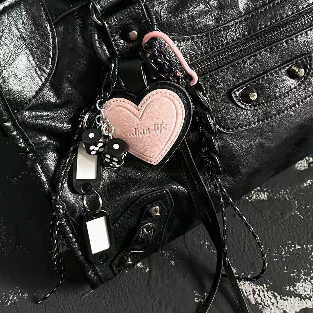 Cool Color Block Heart Keychain Bag Charm DP25E492