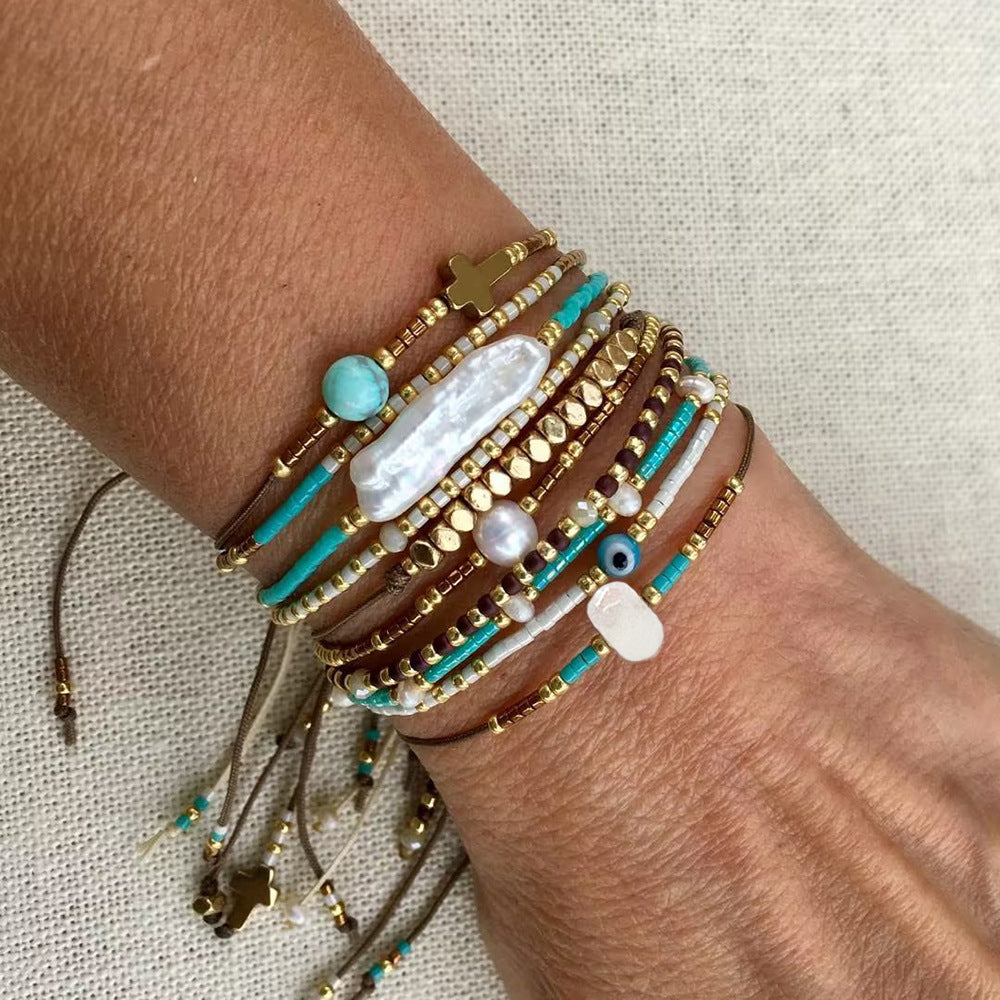 Retro Natural Stones Pearl Adjustable Bracelets 6W6JBR477