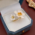 Trendy Enamel Flower Cubic Zirconia Open Ring 6W6JRG374