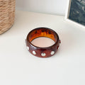 Retro Studded Wide Resin Bangle Bracelet 6W6JBR572