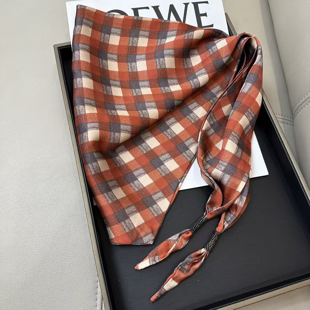 Chic Solid Color Floral Print Silk Scarf 6W6NSI215