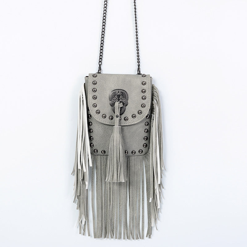 Boho Studded Tassel Mini Crossbody Bag 6W10BBG2407