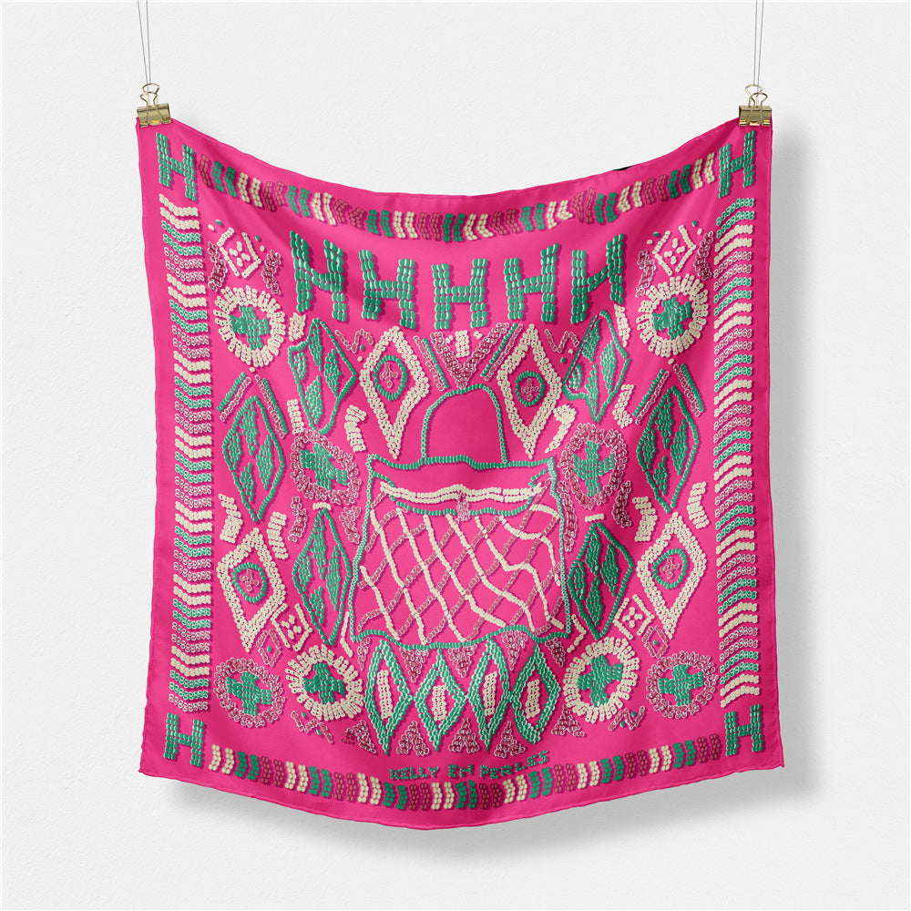 Fashion Abstract Print Versatile Square Silk Scarf 8BW6NSI14