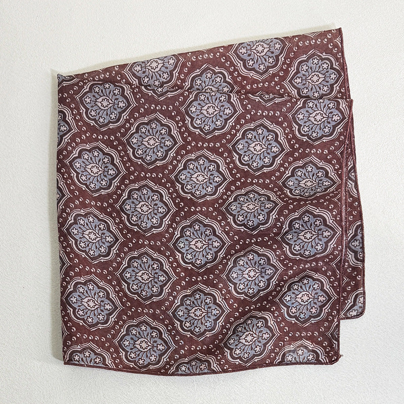 Sweet Color Block Floral Print Silk Scarf 6W6NSI182