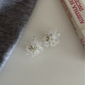Beaded Chain Floral Stud Earrings - DippedShop Wholesale - #8707