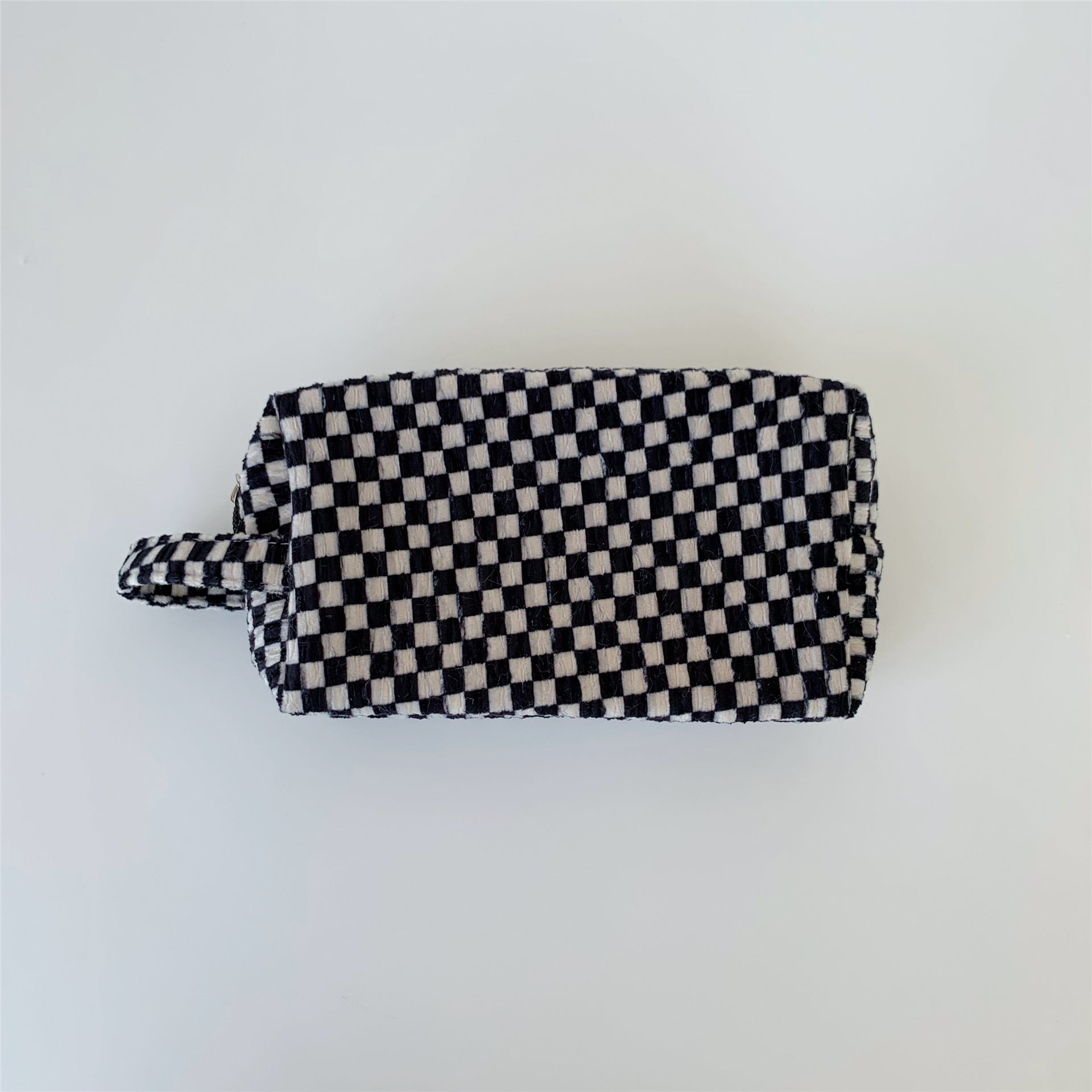 Color Block Plaid Pattern Velvet Makeup Bag MK2BW6S10BOB95