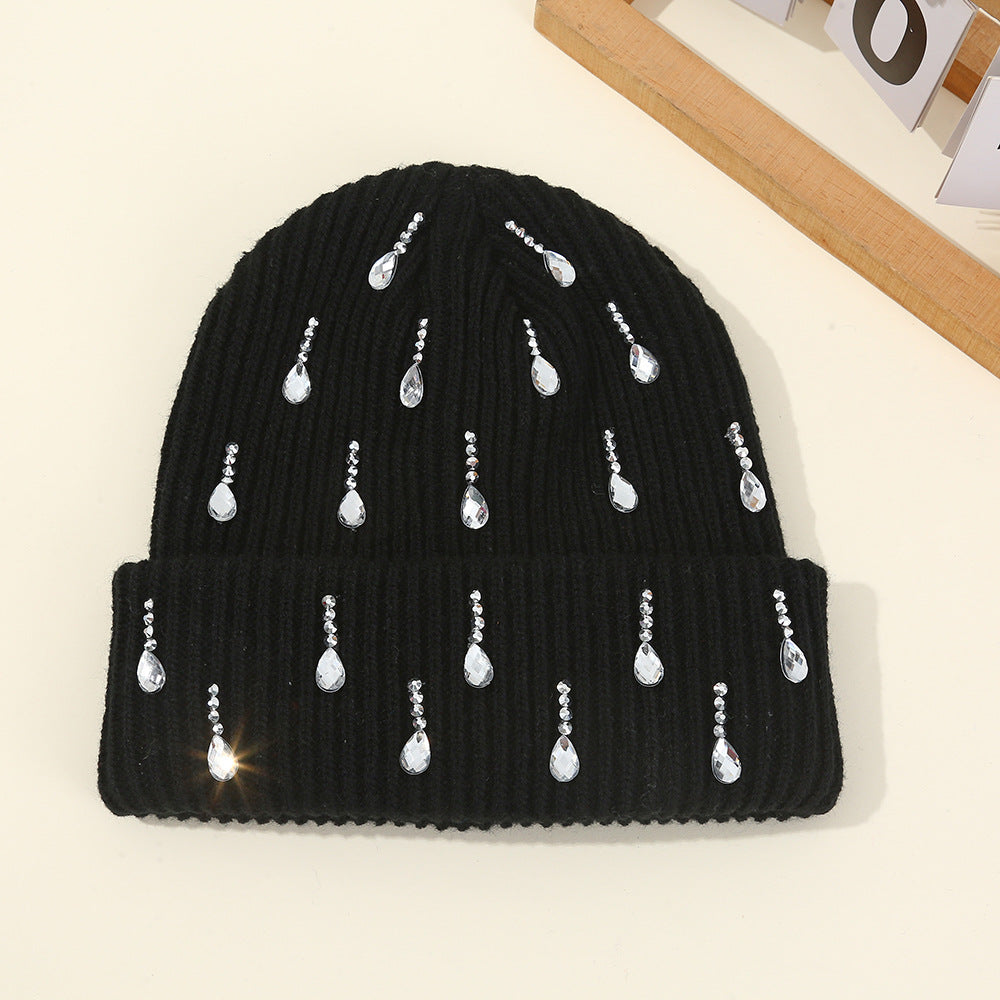 Rhinestone Cuffed Knit Beanie - DippedShop Wholesale - #0291