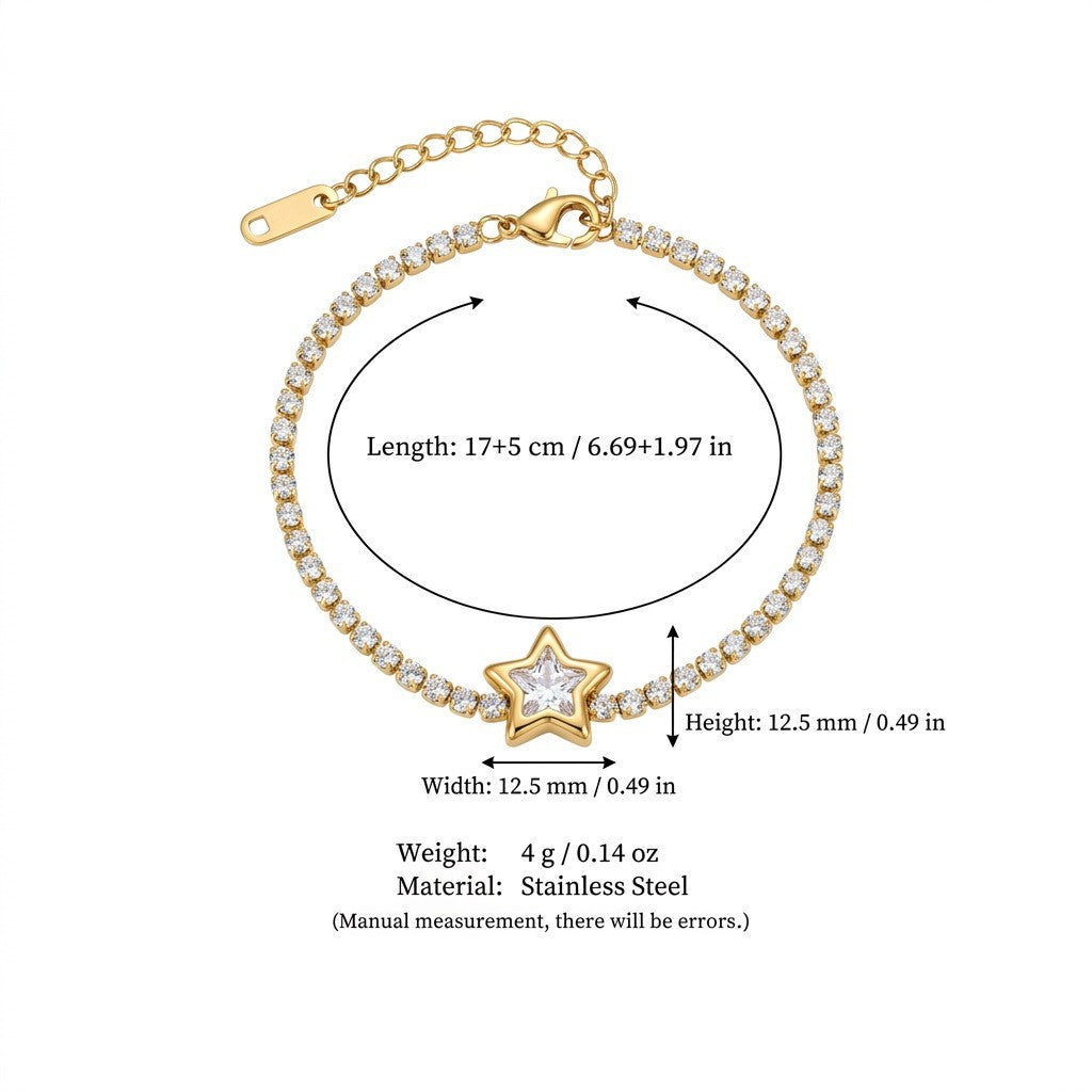 Simple Gold Plated Star Flower Chain Bracelet 6W6JBR530