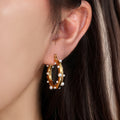 Rhinestone Pearl Hoop Earrings - DippedShop Wholesale - #5363