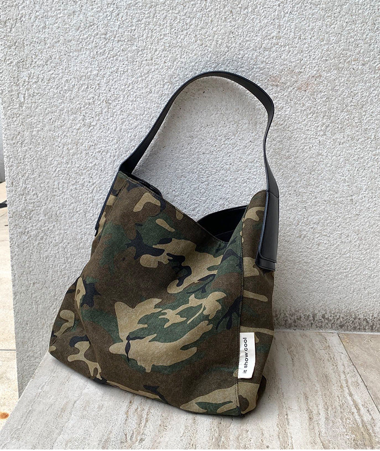 Retro Camo Print Canvas Commuter Shoulder Bag 6W10BBG2384