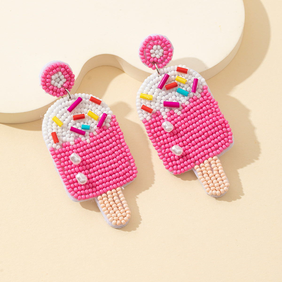 Bead Popsicle Stud Earrings - DippedShop Wholesale - #3411