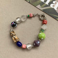 Fashion Color Contrast Bead Flower Charm Bracelet 6W6JBR378