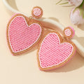 Beaded Heart Dangle Earrings - DippedShop Wholesale - #6691