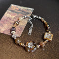 Vintage Flower Pendant Beaded Chain Beacelet 6W6JBR370