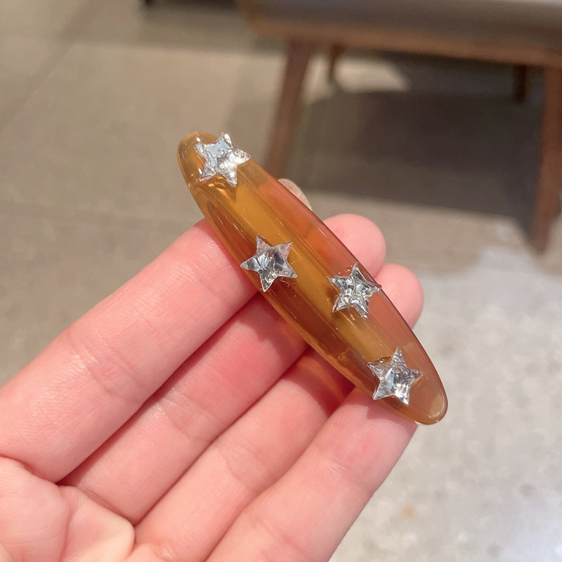 Vintage Leopard Amber Star Rhinestone Hair Clip 6W6HPN105