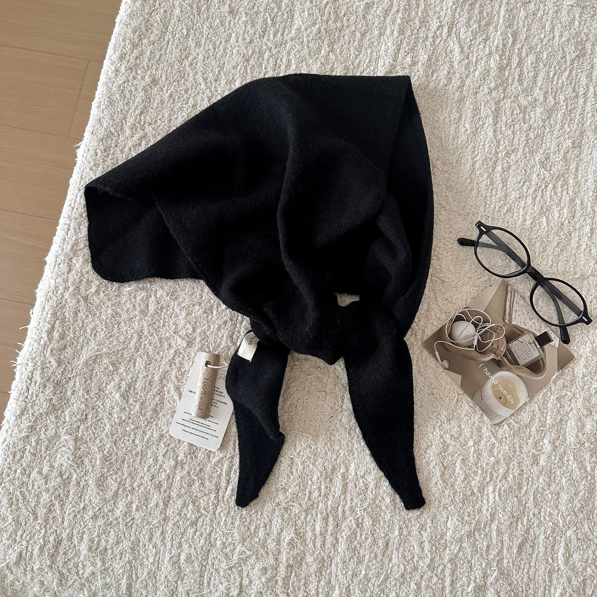 Trendy Solid Color Knit Headscraf Triangle Scarf 6W6NSC91