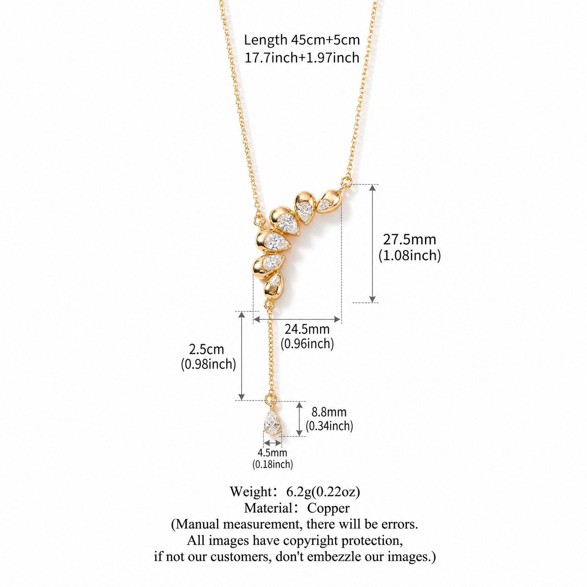 Elegant Gold Plated Heart Rhinestones Pendant Necklace 6W6JNC643