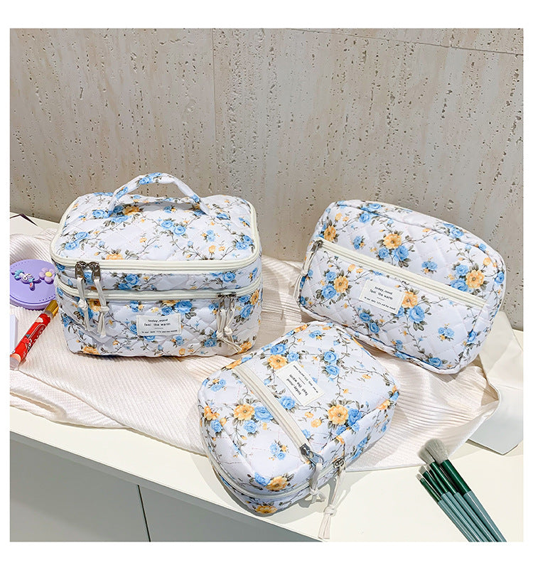 Flower Print Large Capacity Quilted Makeup Bag DP25H545