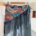 Color Block Cashew Print Tassel Hip Cover 6W6NSI201