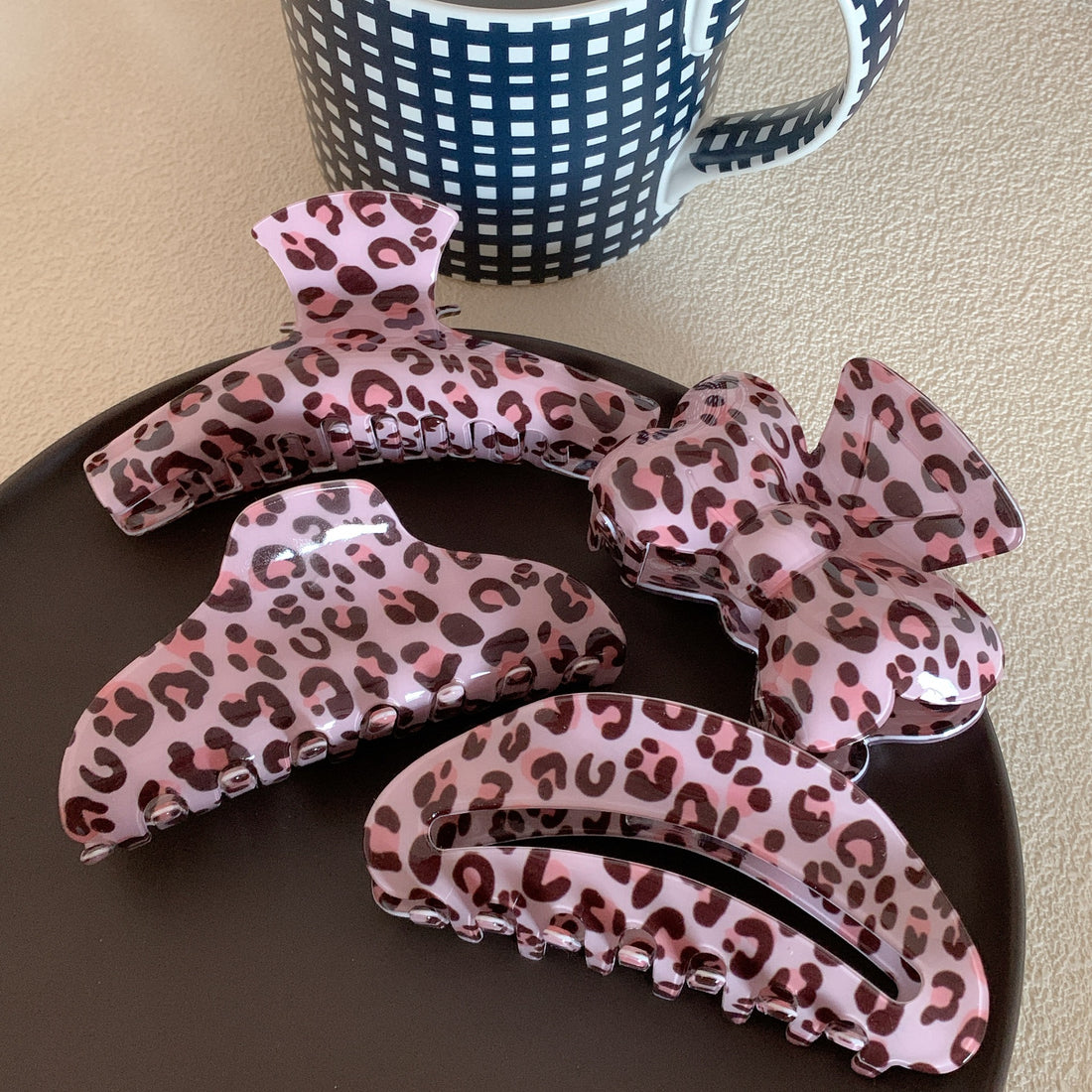 Pink Leopard Bow Sweet Hair Clips DP25G407
