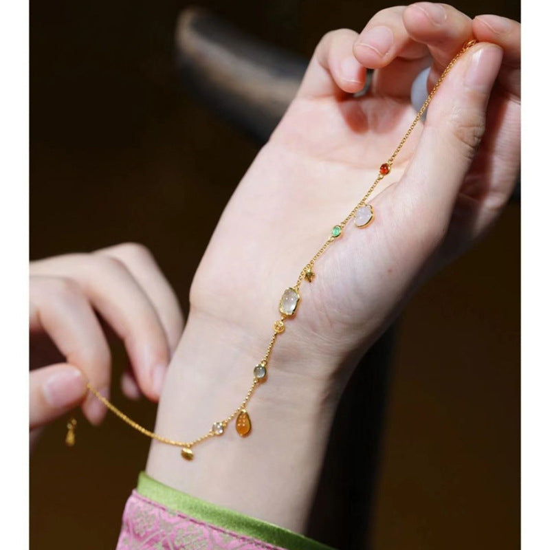 Stylish Colorful Zirconia Star Pendant Anklet 8ZA6JAB18T