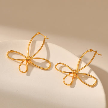 Gold Plated Hollow Bow Stud Earrings DPJE1249