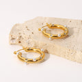 Rhinestone Pearl Hoop Earrings - DippedShop Wholesale - #3219