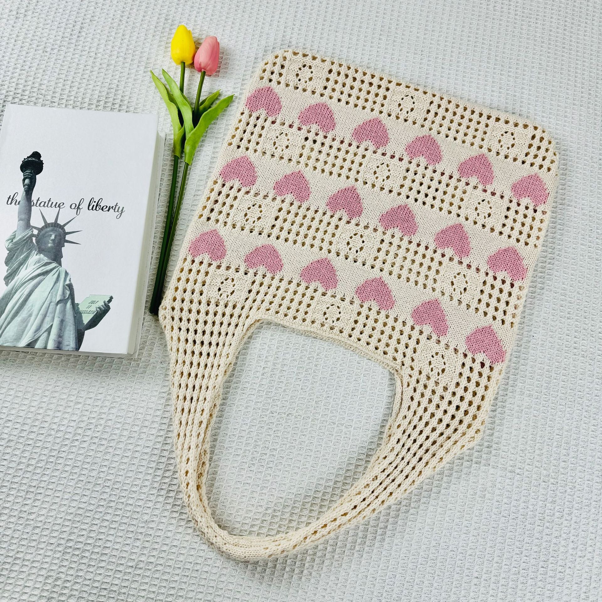 Hollow Out Knit Tote Bag - DippedShop Wholesale - #8371