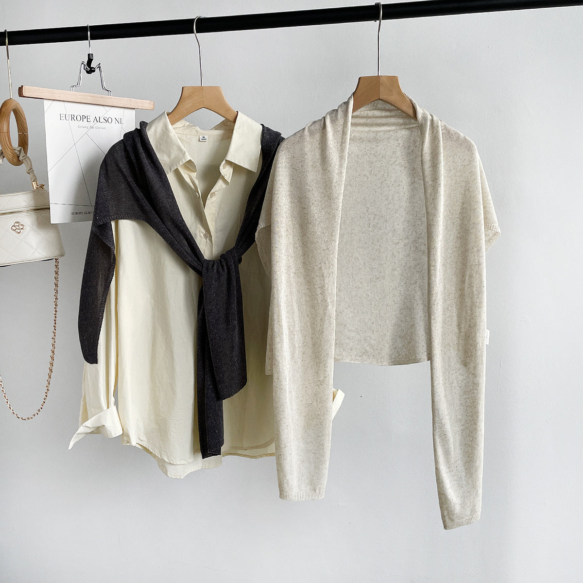 Solid Color Linen Shoulder Wrap Knit Shawl 6W6NSC125