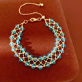 Stylish Solid Color Glass Beads Hollow Bracelet 6W6JBR692