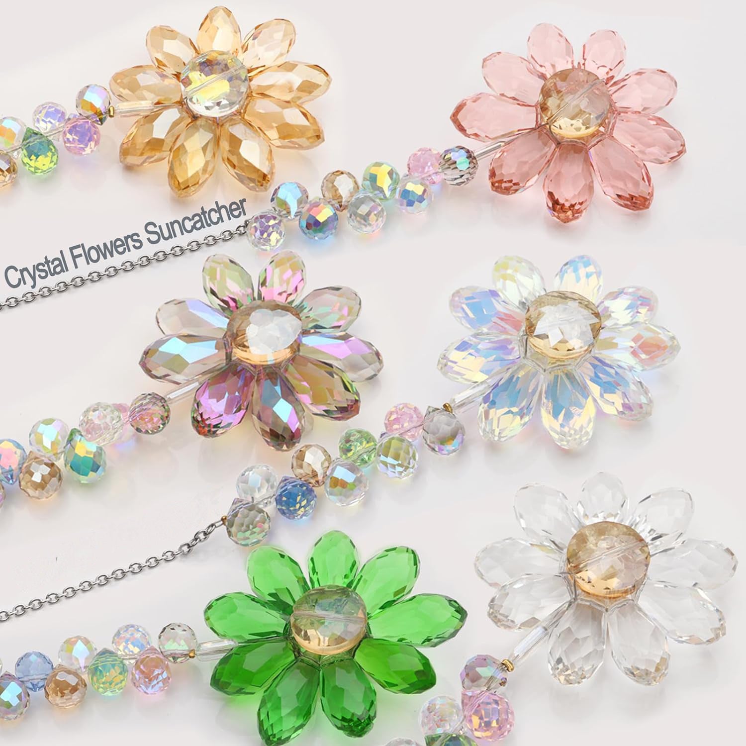 Colorful Crystal Ball Chain Floral Pendant Suncatchers MK2CZAS6H7HLS70