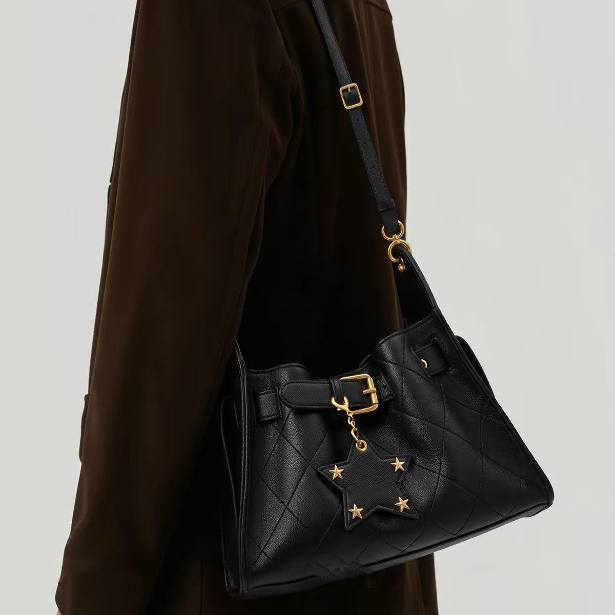 Trendy Star Charm Square Bucket Crossbody Bag 6W10BBG1981