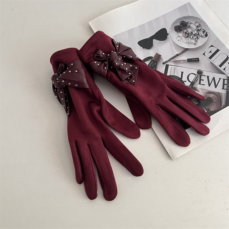 Trendy Studded Bow Knot Warm - DippedShop Wholesale - #9571