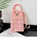 Cute Heart Print Knit Crossbody - DippedShop Wholesale - #1331
