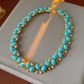 Trendy Gold Plated Rhinestone Resin Necklace 6W6JNC955