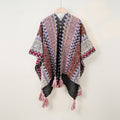 Boho Tassel Wavy Texture Knit Shawl Wrap 6W6NSC48