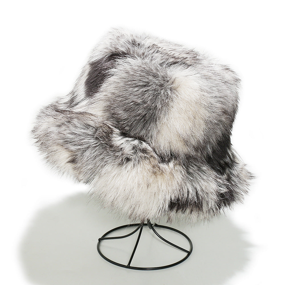 Winter Color Contrast Faux Fur Bucket Hat 6W6HAT811